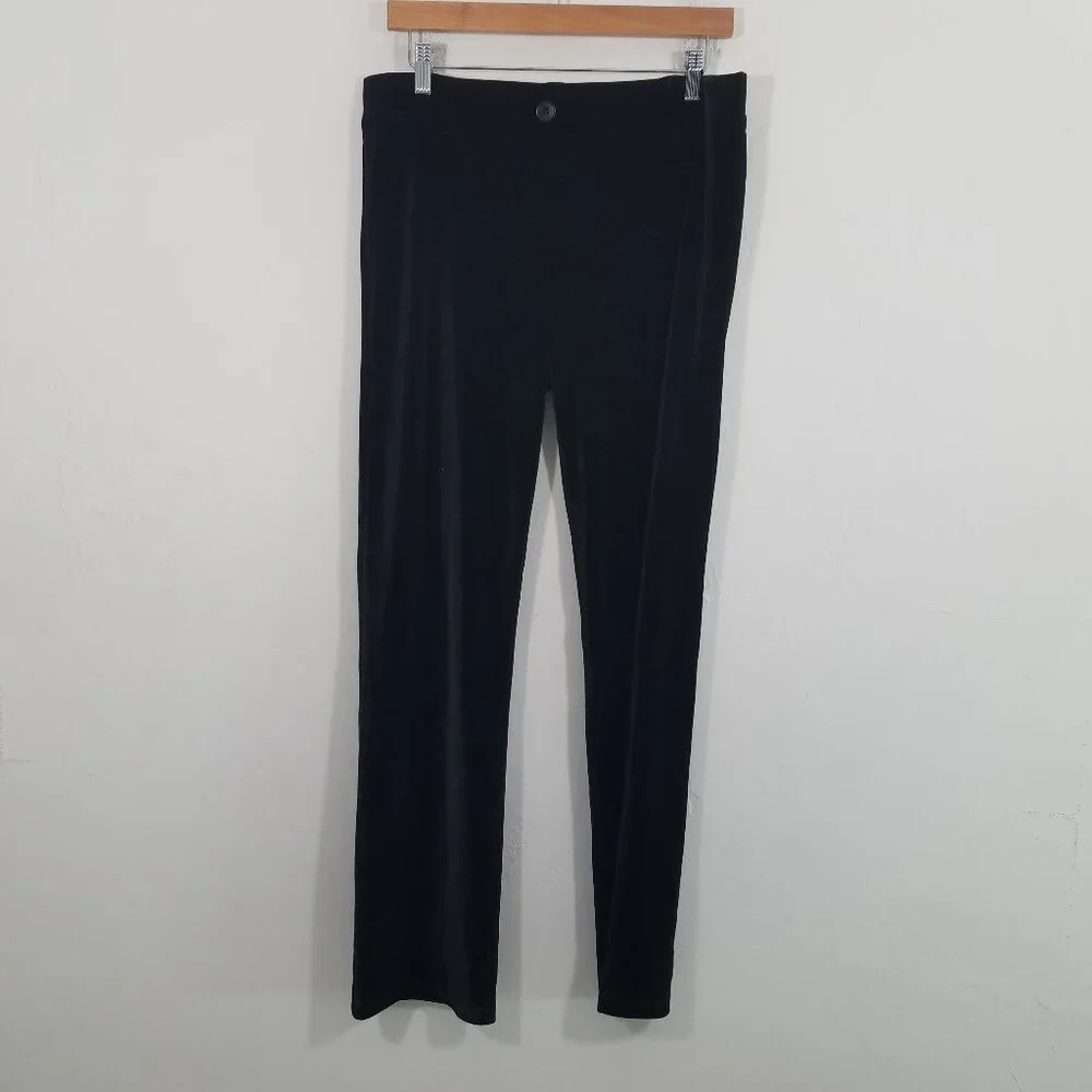 Betabrand Petite Velvet Pull-On Stretch Yoga Office Pants Black Suze LP